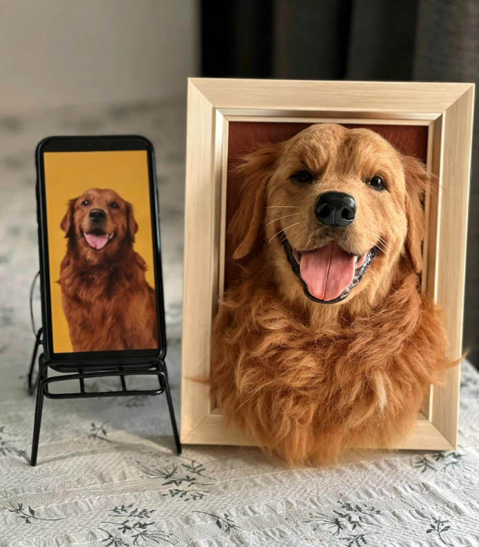 Custom wool felt pet portrait